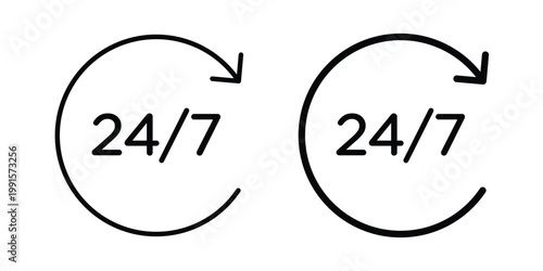 24 Hours a day service icon vector design Illustration pack for apps.