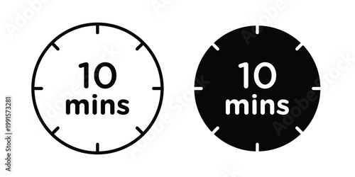 10 minutes icon vector design Illustration pack for apps.