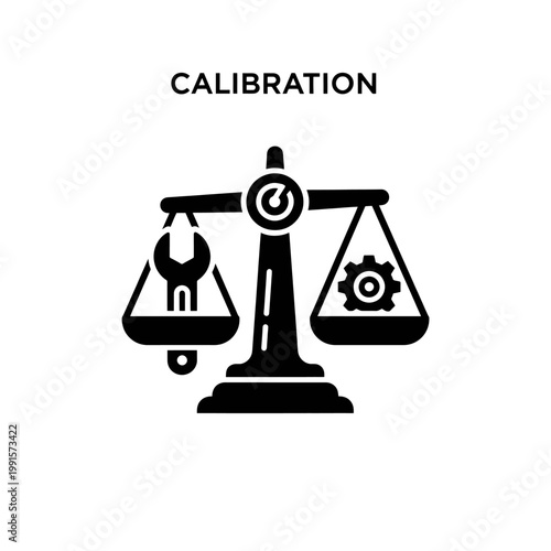 A balance scale icon with a wrench and gear, representing calibration and adjustment concepts