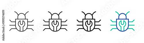 Bug Fixing Icon Collection Different Style Outline