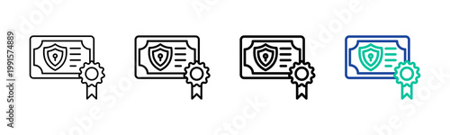 Ssl Certificate Icon Collection Different Style Outline