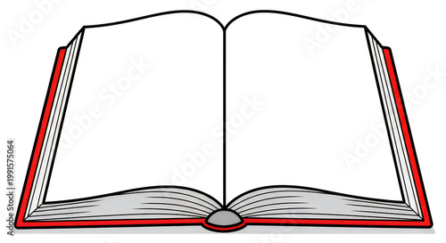 Open Book Illustration with Red Spine and Pages illustration