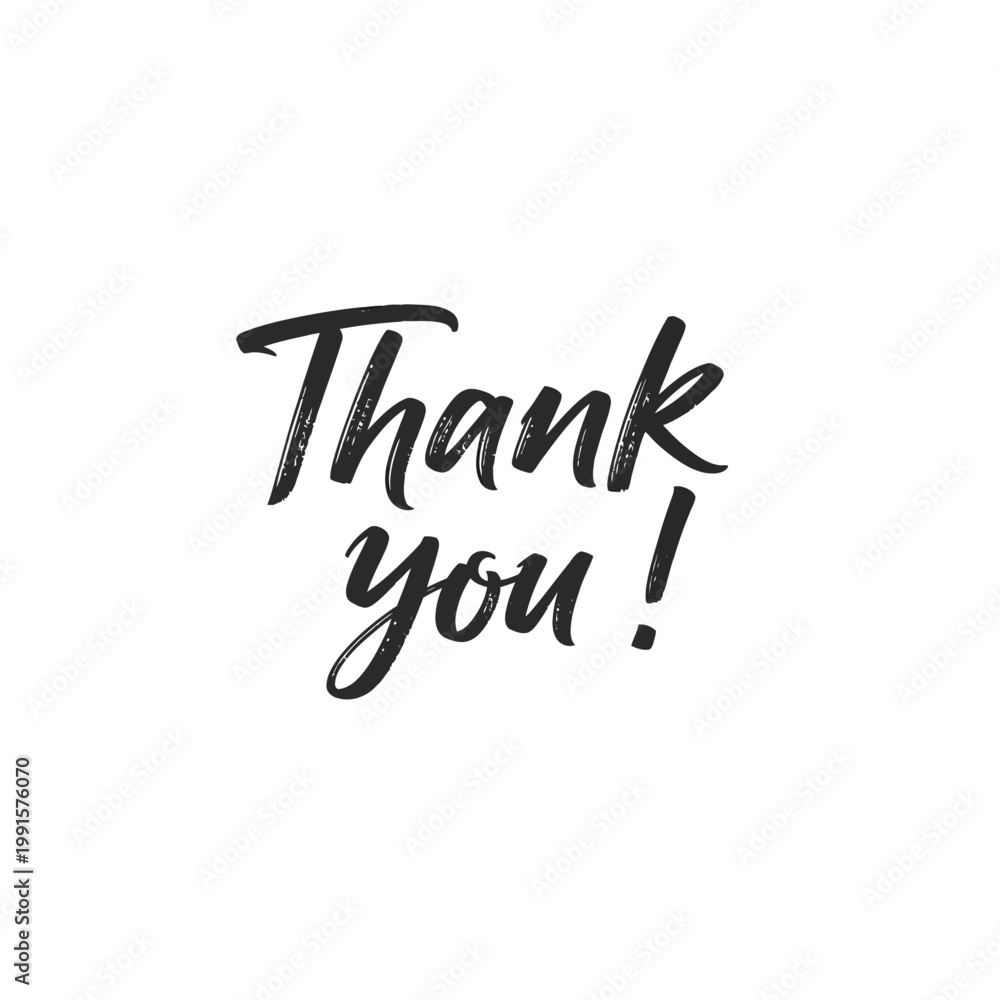 Fototapeta premium A black handwritten Thank You note on a white background with elegant calligraphy