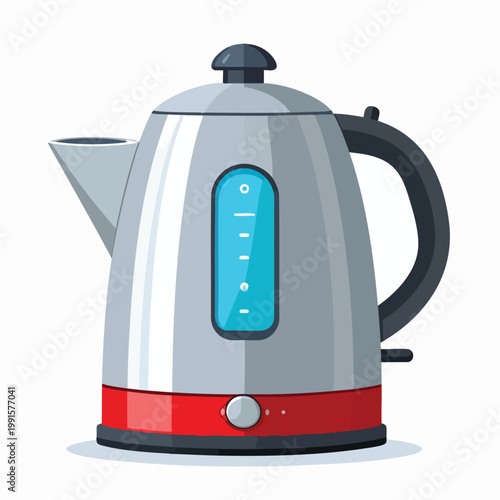A shiny electric kettle with digital display on a white background
