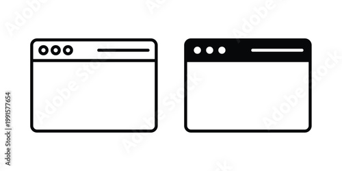 Browser window icon vector design Illustration pack for apps.