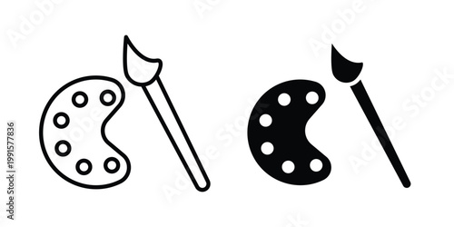 Brush and Palette icon vector design Illustration pack for apps.