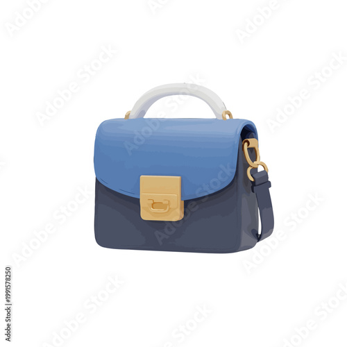 A stylish handbag with a handle and a shoulder strap, isolated on a white background