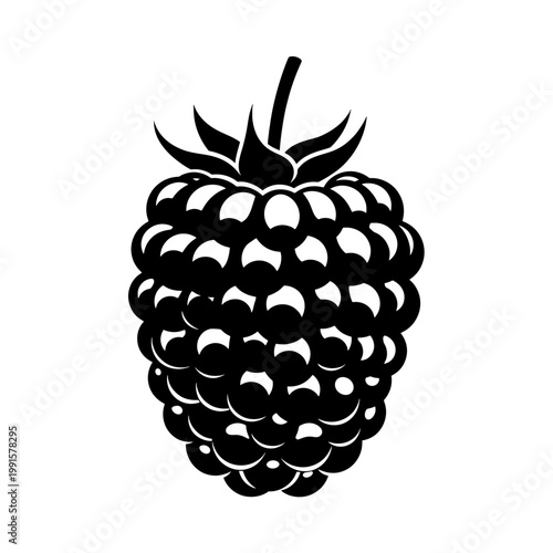 A simple black and white illustration of a ripe, juicy and delicious berry fruit
