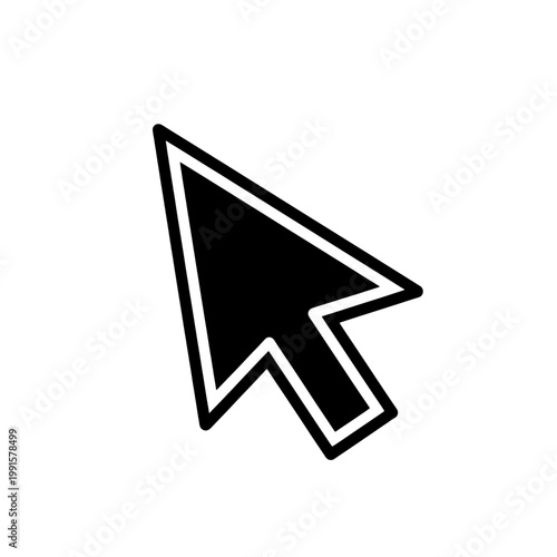 A simple black and white computer cursor icon pointing to the upper right direction