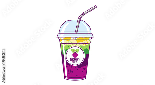 Colorful smoothie cup illustration on white background vector design