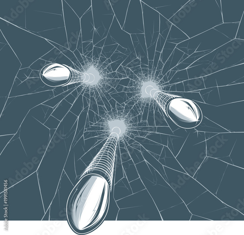 Bullets Shattering Glass Window with Explosive Effect