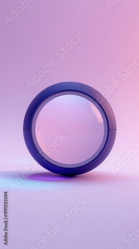 Blue Ring with glass sphere, futuristic technology, gradient lighting
