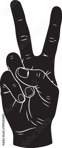 Black hand making a peace sign symbol