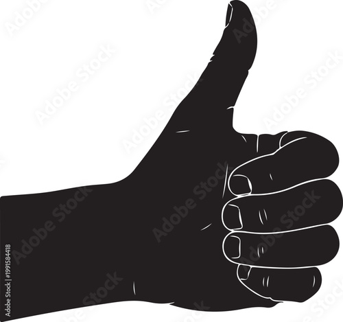 Black silhouette thumbs up hand gesture approval