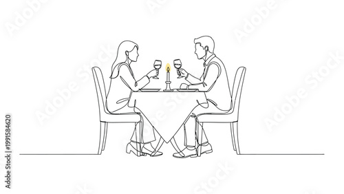 Couple enjoying a romantic dinner date.