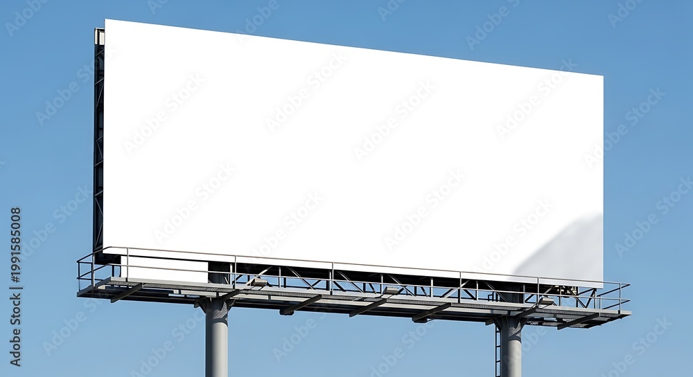 Obraz premium Blank billboard against clear blue sky ideal for advertising and promotion