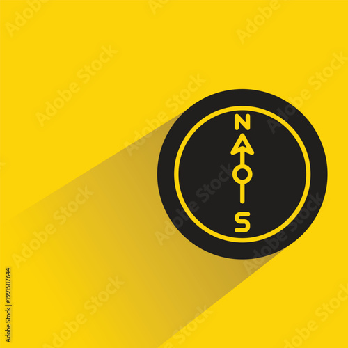 compass equipment icon with shadow on yellow background