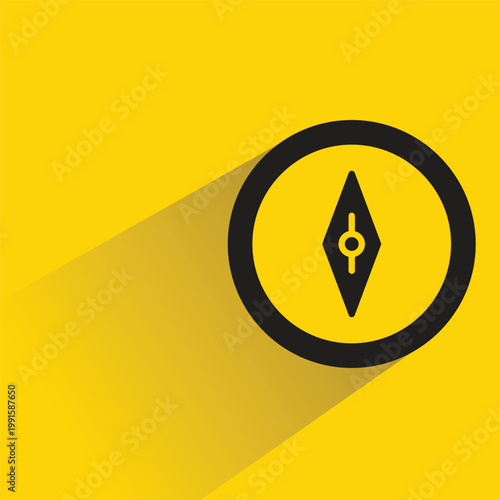 compass equipment icon with shadow on yellow background