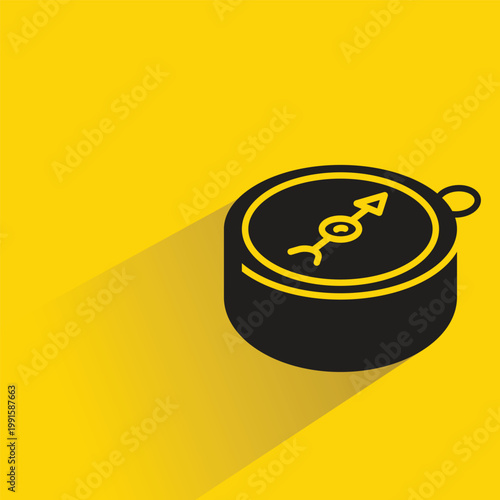 compass equipment icon with shadow on yellow background