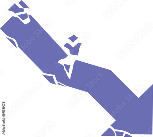 崩壊した青色の下降矢印