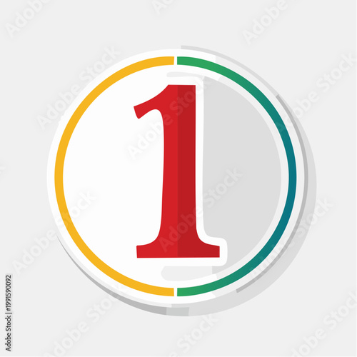 Red Number 1 Inside a Circular Design