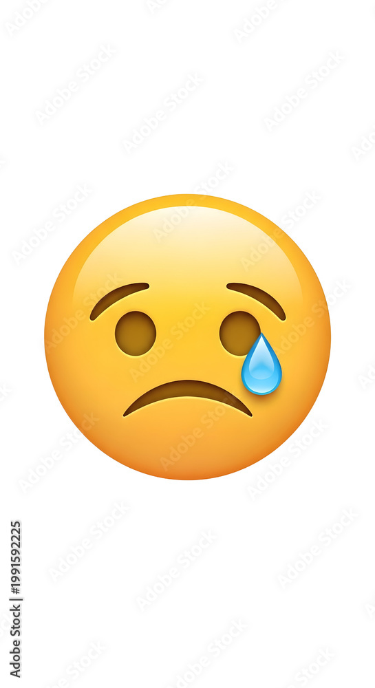 Fototapeta premium Sorrowful Emoji Face with Teardrop