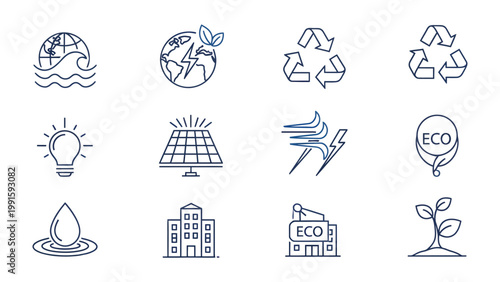Eco-Friendly Icons: A collection of meticulously crafted icons embodies the essence of environmental protection and sustainability.