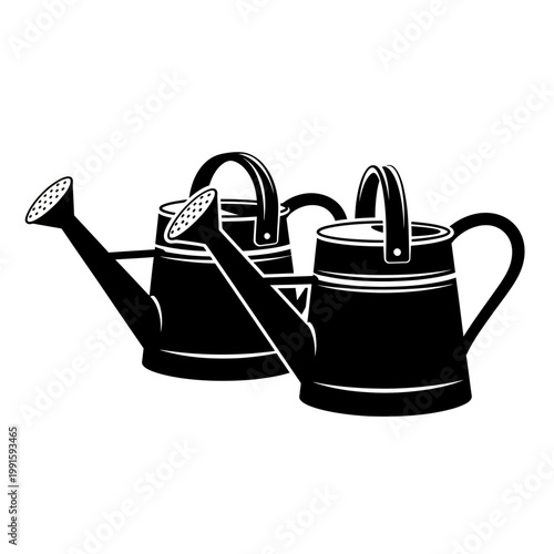 "Black Silhouette of Classic Watering Cans for Gardening and Plant Care"

