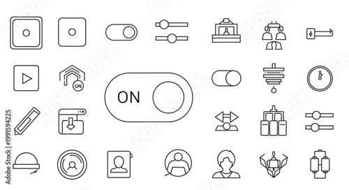 Collection of user interface icons and symbols for digital applications.