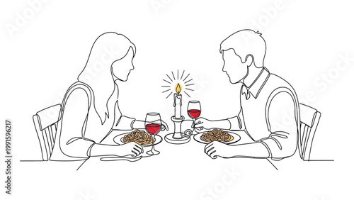 Couple enjoying a romantic dinner date.