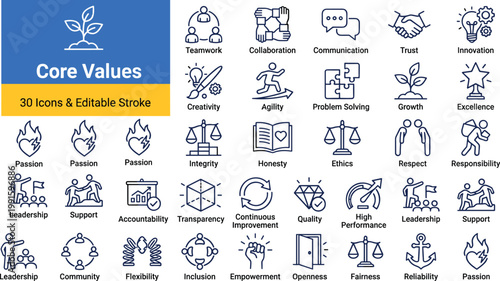 Core values and business ethics vector illustration