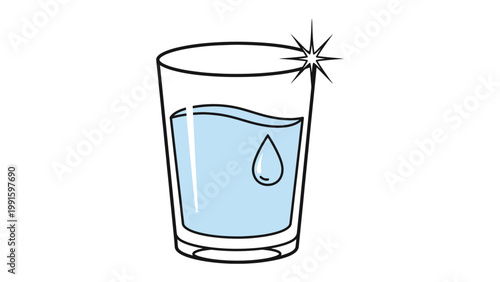 Quadro em tela Pure Water: A minimalist illustration of a clear glass filled with clean, refreshing water, perfect for quenching thirst and promoting health