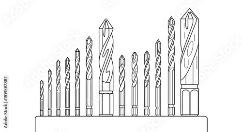 Drill bits metal tools hardware.