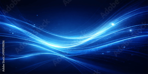 Abstract blue fractal wave design with dynamic light lines and energy motion patterns creating a stunning digital art wallpaper backdrop