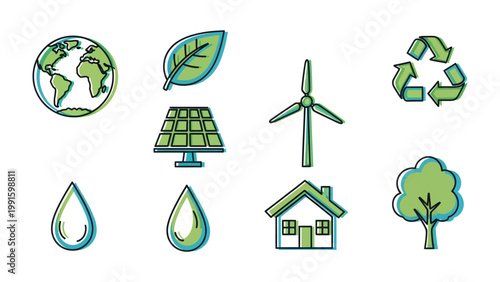 Eco-Friendly Elements: A collection of environmentally conscious elements, depicting concepts of renewable energy and sustainability, evoking a sense of responsibility and forward-thinking.