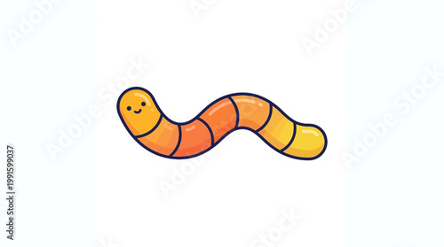 Smiling Cartoon Worm Character Illustration.