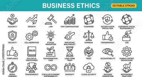 Photos business ethics concepts and corporate values flat design vector illustration