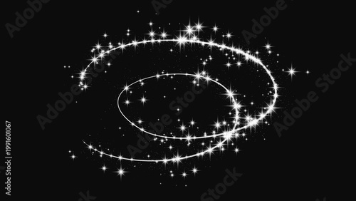 Silver glittering confetti wave and stardust