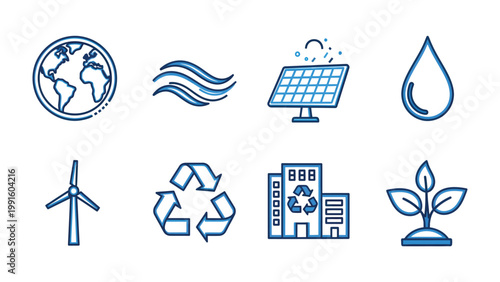 Eco-Friendly Icons: A visual tapestry of eco-friendly elements, showcasing the symbiosis of sustainable energy and environmental consciousness.