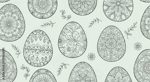 Intricate Easter Egg Pattern with Floral Details.