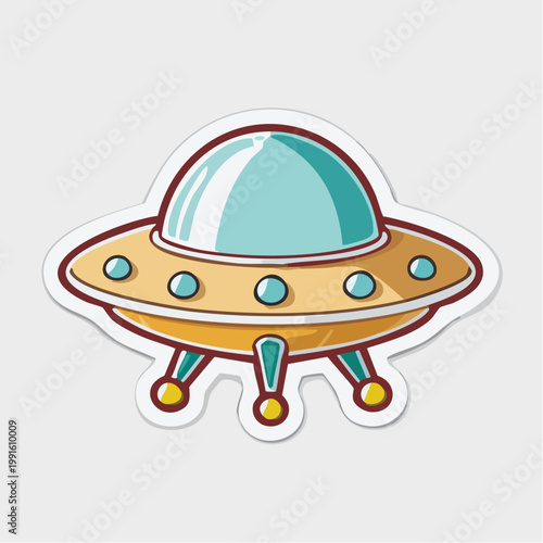Cartoon UFO Spaceship Sticker
