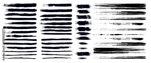 Beautiful Brushes vector collection. Grunge Elements - Brush strokes, ink paint brushes, grunge lines. Rectangle text box for social media and network. vector