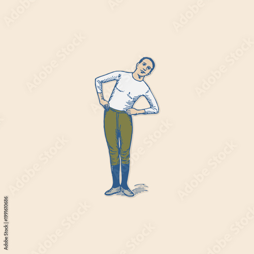 Tableau sur toile Elongation sports gym health man training icon retro logo vintage illustration d