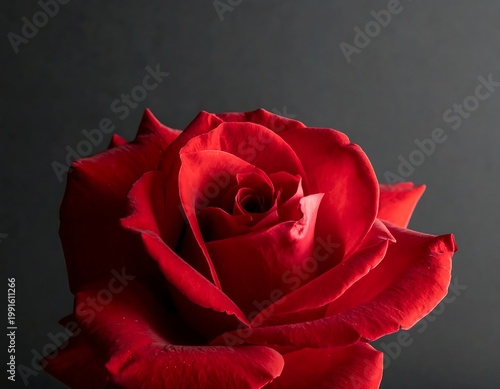 Elegant Red Rose Macro Photography In Full Bloom With Dramatic Lighting On Dark Background