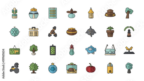 Iconic Imagery: A collection of various icons presents a diverse range of visual concepts. conveying a multitude of themes and ideas