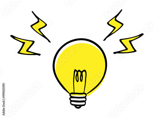 シンプルな手書きの電球のイラスト