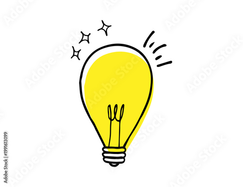 シンプルな手書きの電球のイラスト