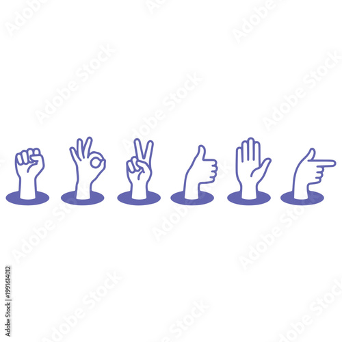 Rock and Gesture Hand Sign Icons Set for Music Culture Expression and Creative Communication Design