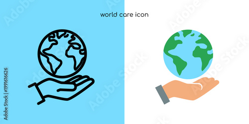 World Care Hand Globe Icon Set
