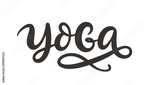 Yoga hand written lettering in modern calligraphy 